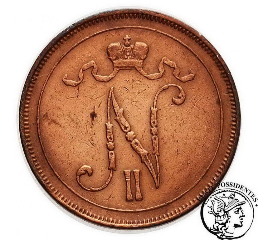 Finlandia 10 Pennia 1905 Mikołaj II st. 3