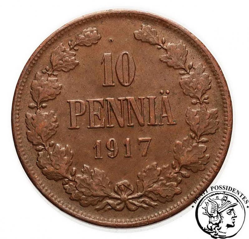Finlandia 10 Pennia 1917 rząd tymczasowy st. 2+