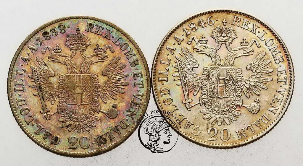Austria 20 Kreuzer 1838 + 1846 lot 2 szt. st.2