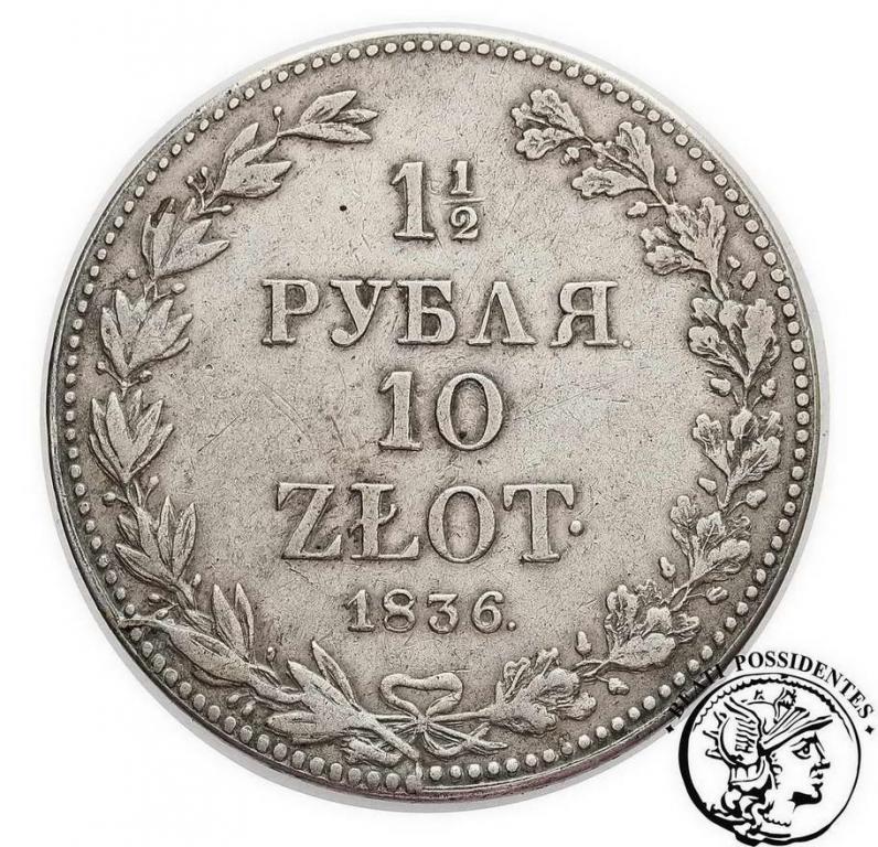 XIX w 1 1/2 Rbl = 10 złotych 1836 MW Mikołaj I st3