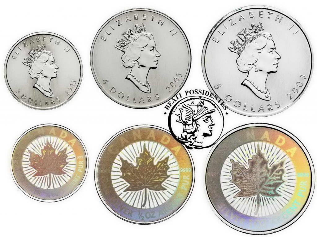 Kanada 2003 komplet 5 monet srebro st. 1