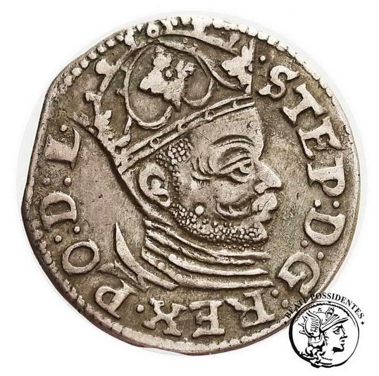 Polska Stefan Batory trojak 1585 Ryga st.3+