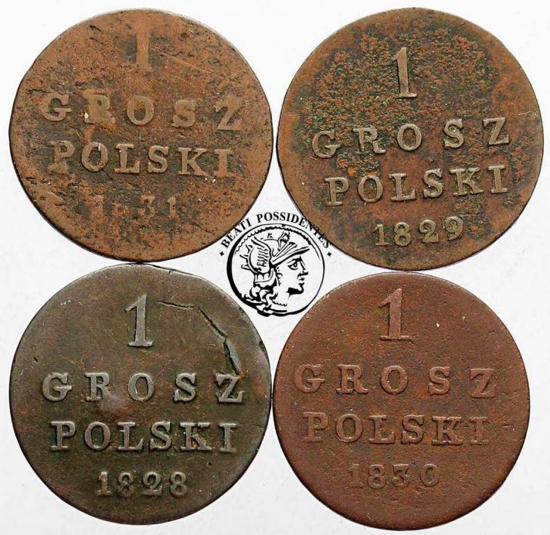 Polska XIX w. grosze 1828 - 31 lot 4 szt. st.3/4