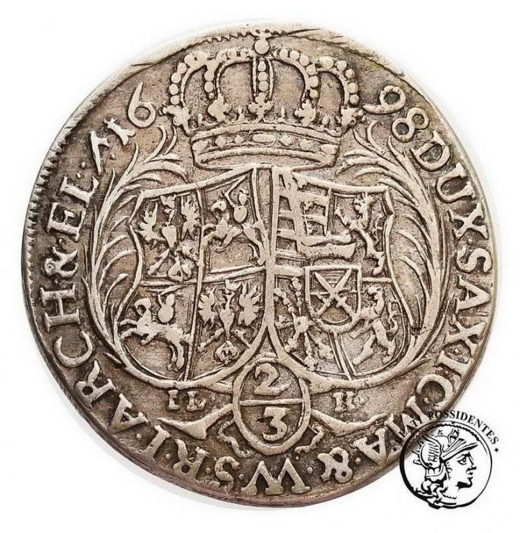 Polska August II Sas gulden (2/3 Th) 1698 st.3+