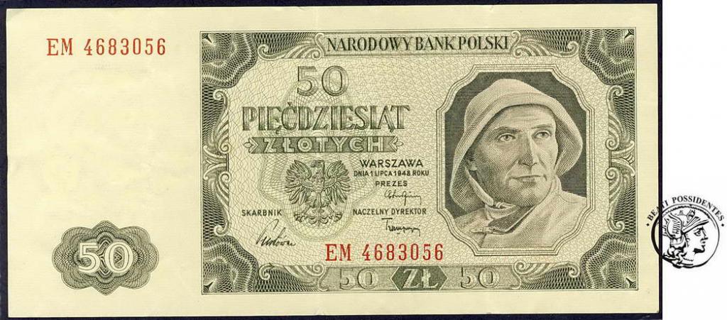 Polska 50 złotych 1948 seria EM st. 2+