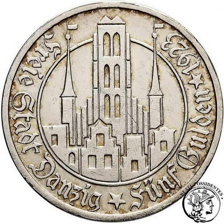 Polska W Miasto Gdańsk 5 Guldenów 1923 st. 2-