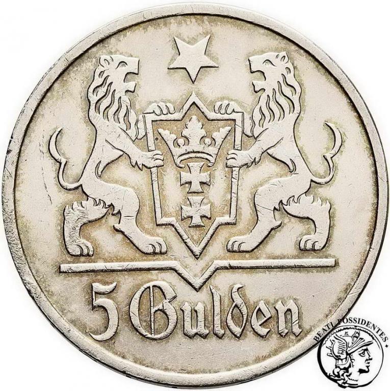 Polska W Miasto Gdańsk 5 Guldenów 1923 st. 2-