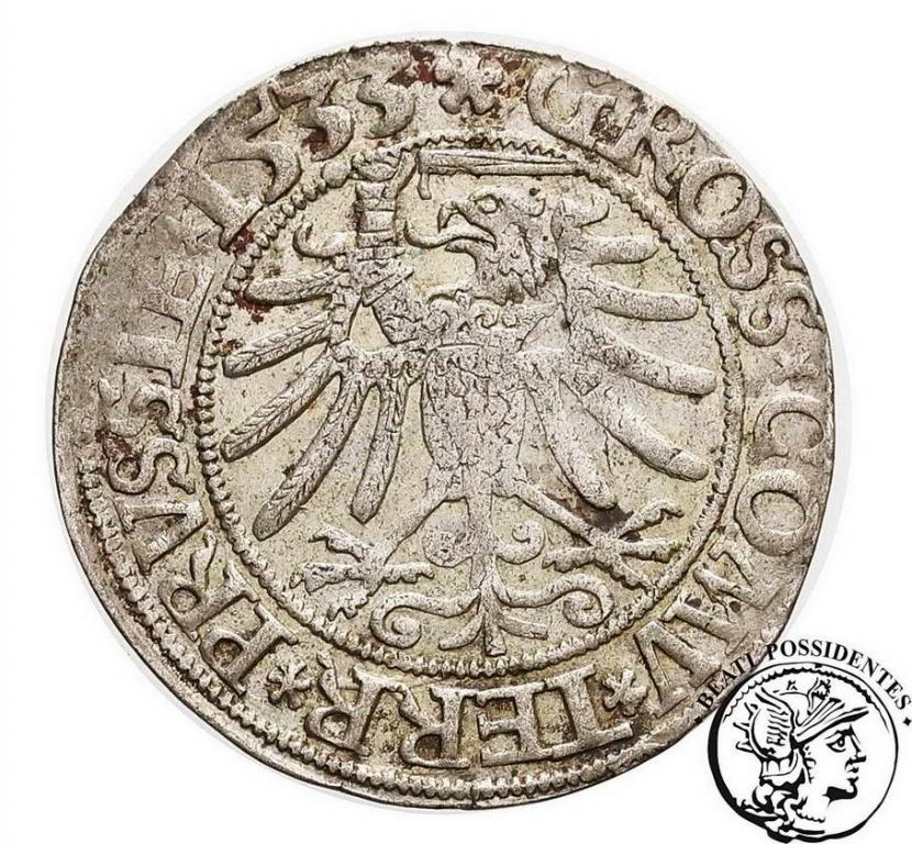 Polska Zygmunt I Stary grosz pruski 1533 st.3+