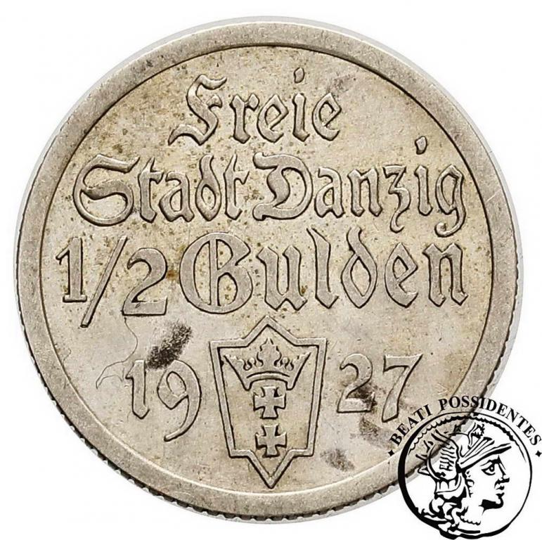 Wolne Miasto Gdańsk 1/2 Guldena 1927 st. 2