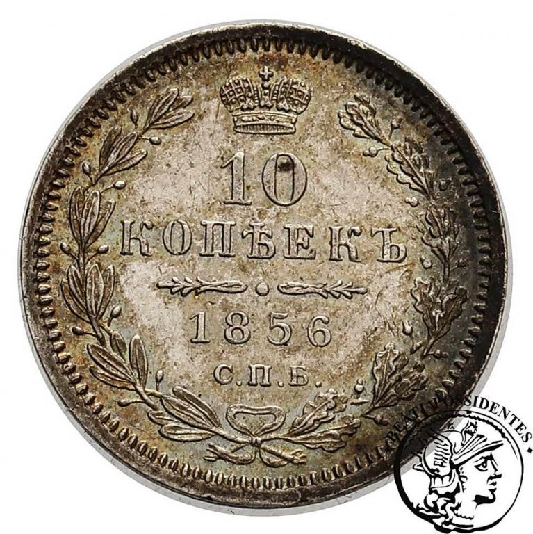 Rosja 10 kopiejek 1856 Alexander II st. 2+