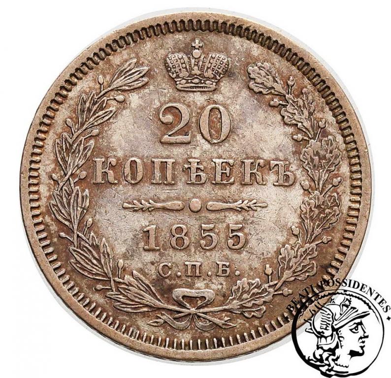 Rosja 20 kopiejek 1855 Mikołaj I st. 3+