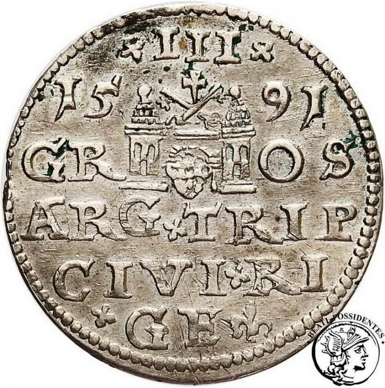 Zygmunt III Waza trojak ryski 1591 st. 2