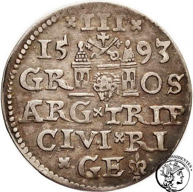 Zygmunt III Waza trojak ryski 1593 st. 3+