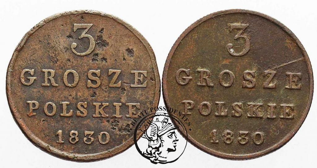 Polska 3 grosze 1830 lot 2 szt. st.3/4