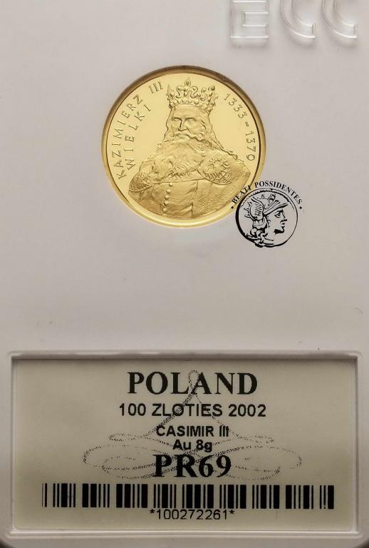 100 złotych 2002 Kazimierz III Wielki GCN PR69