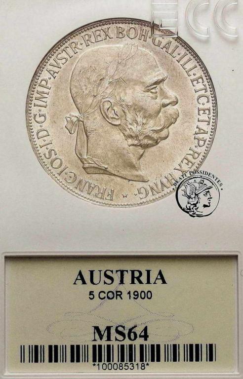 Austria 5 Koron 1900 GCN MS64