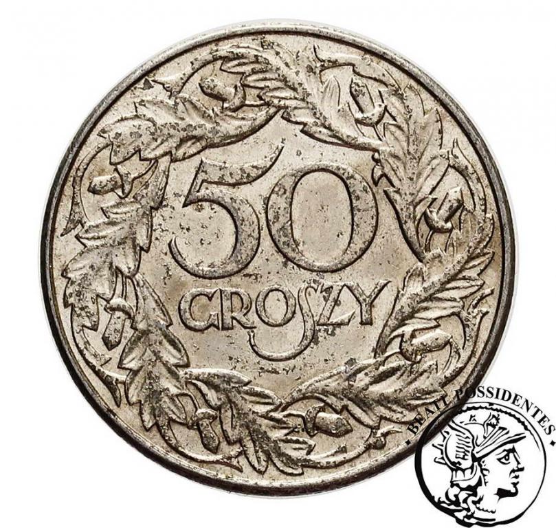 Polska 50 groszy 1938 Nikiel st.3