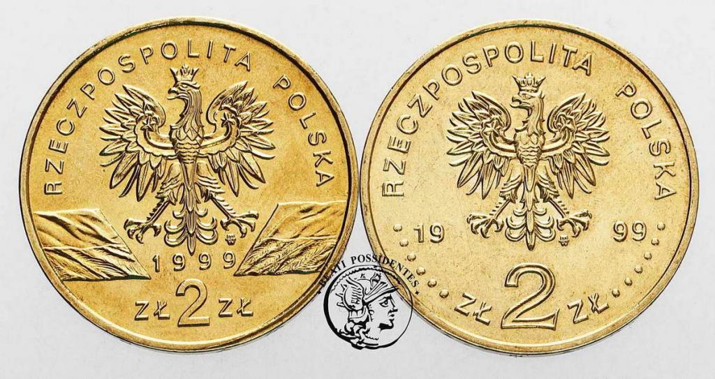 Polska 2 złote 1999 Wilk + Łaski 2 szt. st. 1/1-