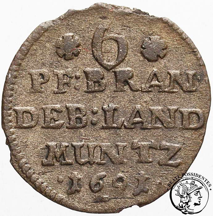 Niemcy Prusy 6 Pfennig 1691 Magdeburg st.3-