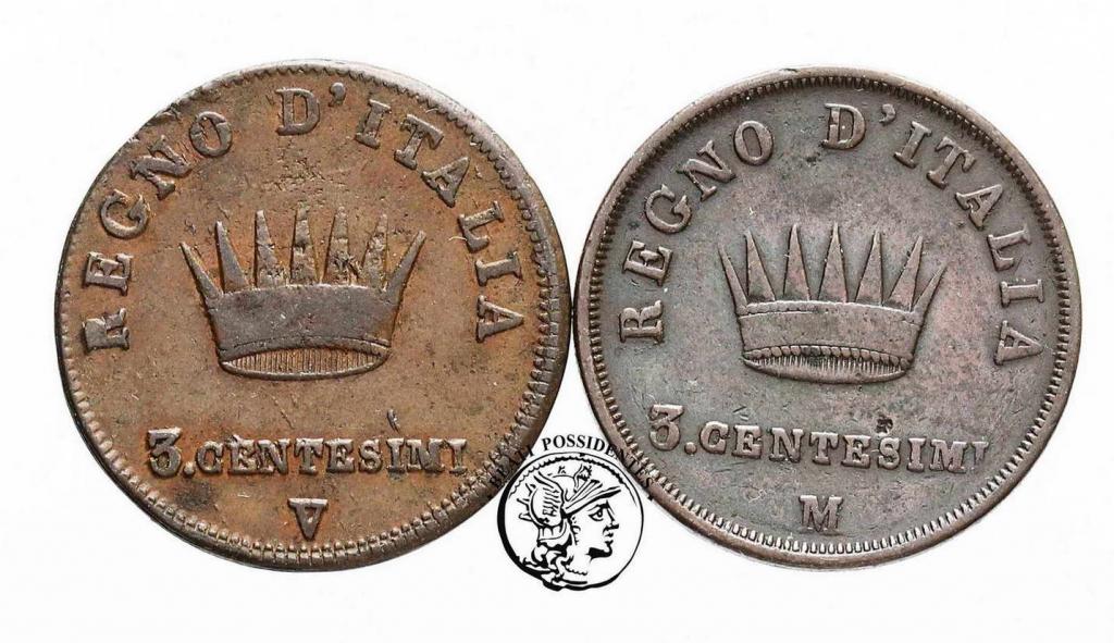 Włochy Król Napoleon I 3 centesimi lot 2 szt. st.3