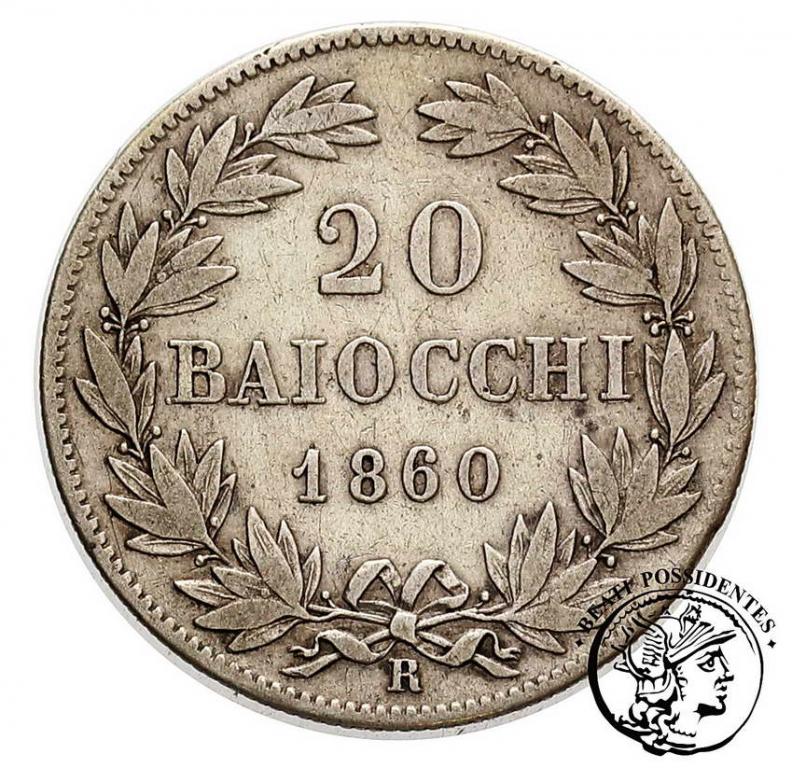 Watykan 20 Baiocchi 1860 R An XV Pius IX st. 3
