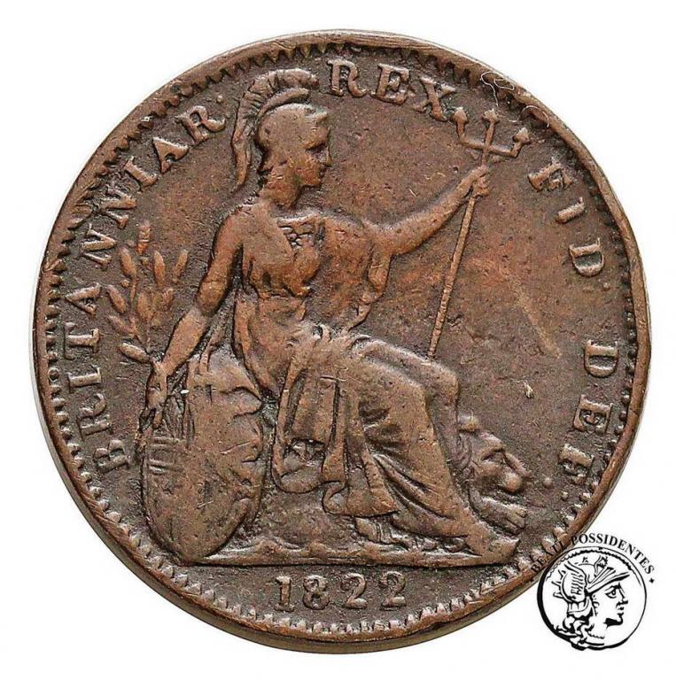 Wielka Brytania 1 farthing 1822 (1/4 Penny) st.3-