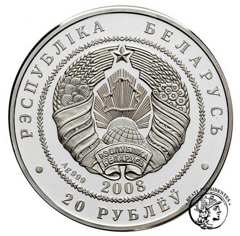 Białoruś 20 rubli 2008 ryś st.L
