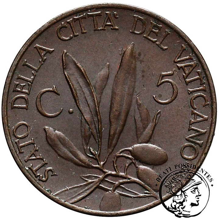 Watykan 5 centesimi 1933/34 Pius XI st.2