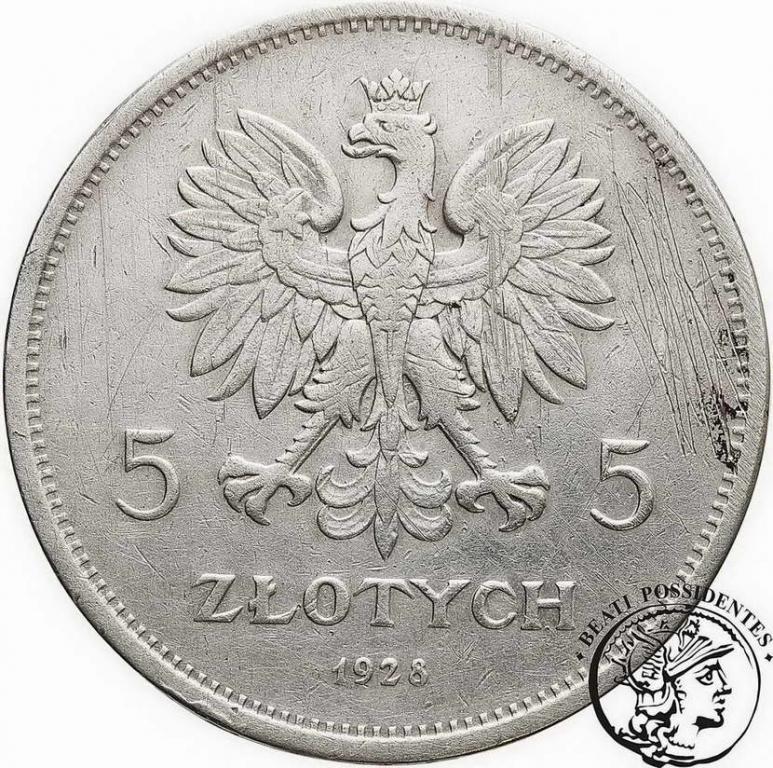 Polska II RP 5 złotych NIKE 1928 st. 3-