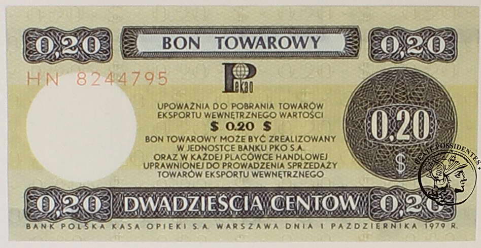 Polska PEWEX 20 centów 1979 ser. HN st. 1-