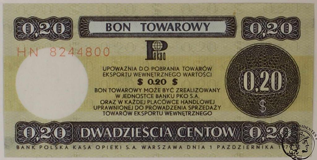 Polska PEWEX 20 centów 1979 ser. HN st. 1-