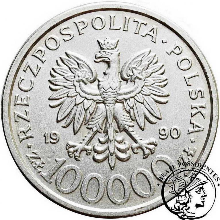 Polska 100 000 zł 1990 Solidarność typ B st.2