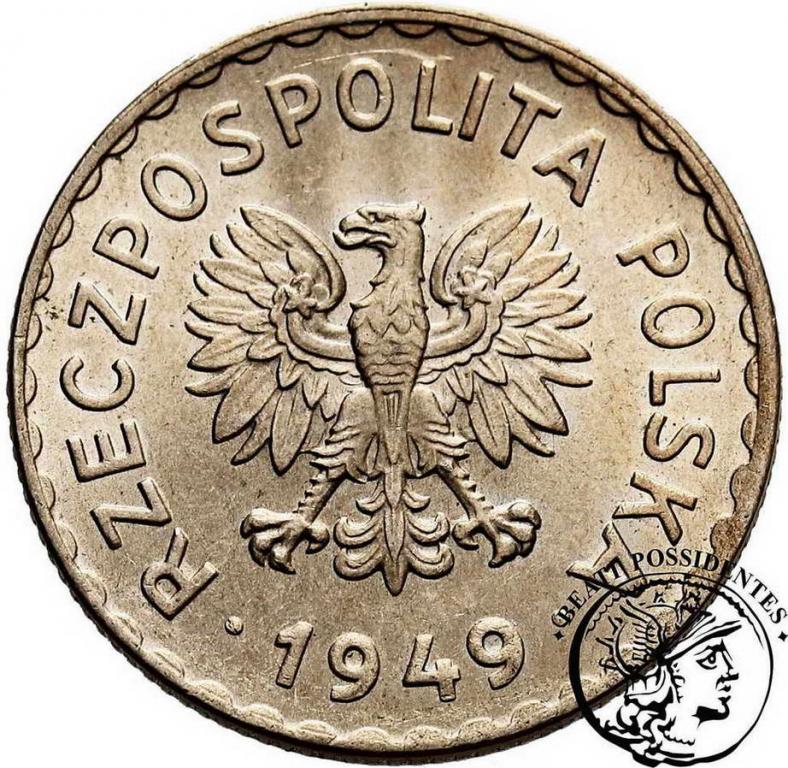 Polska PRL 1 złoty 1949 CuNi st.1-