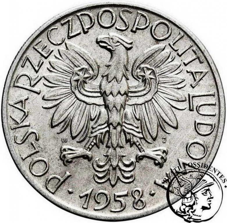 Polska PRL 5 złotych 1958 Rybak st.3+