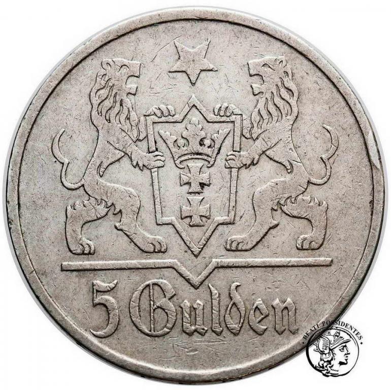 Polska Wolne Miasto Gdańsk 5 Guldenów 1923 st.3