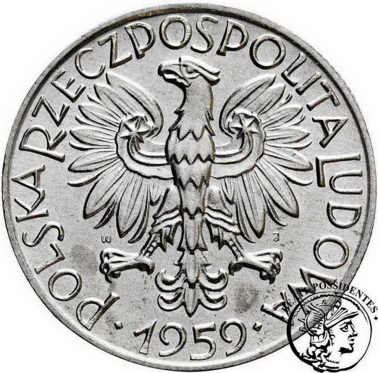Polska PRL 5 złotych 1959 Rybak st.1