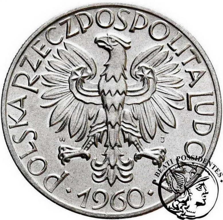 Polska PRL 5 złotych 1960 Rybak st.1