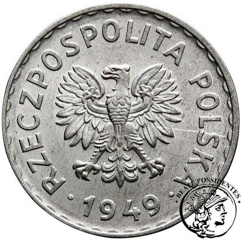 Polska 1 złoty 1949 aluminium st. 1/1-