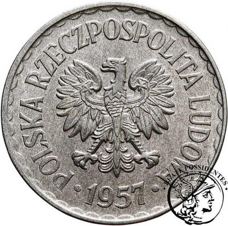 Polska 1 złoty 1957 aluminium st. 1/1-