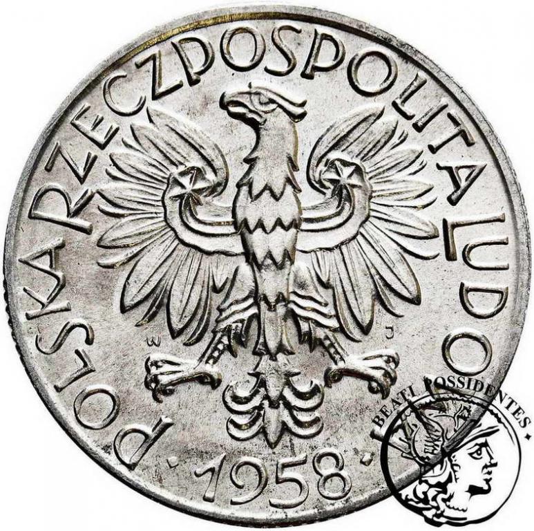 Polska 5 złotych 1958 Rybak st. 1/1-