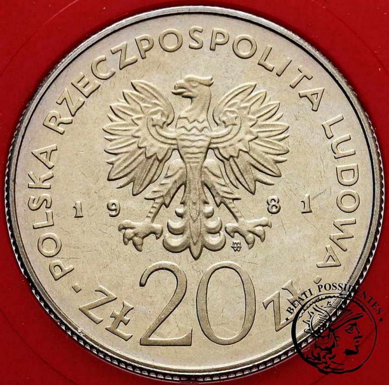 Polska PRÓBA 20 złotych 1981 Barbakan CuNi st. L