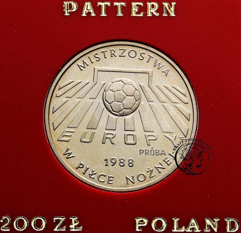 Polska PRÓBA CuNi 200 złotych 1987 UEFA 1988 st. L