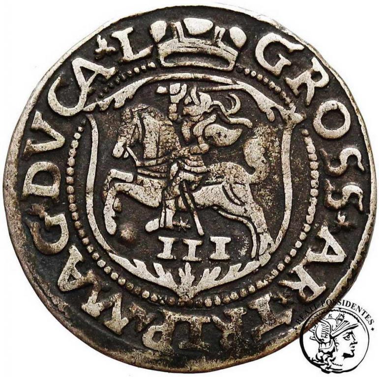 Polska Zygmunt II August trojak lit 1562 st. 3