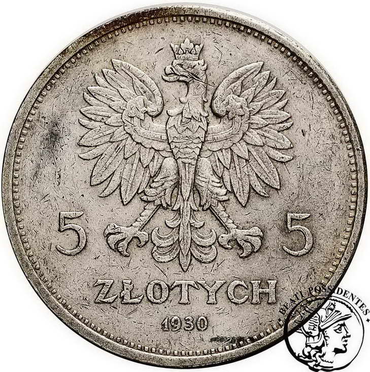 Polska 5 złotych 1930 Sztandar st. 3+