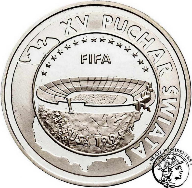 Polska III RP 1000 złotych 1994 FIFA USA st. L-/L