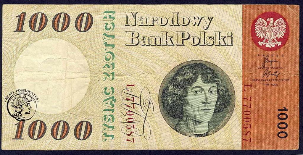 Polska 1000 złotych 1965 seria L st. 3-