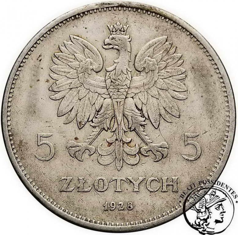 Polska 5 złotych 1928 bez znaku st. 3-
