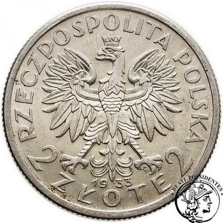 Polska II RP 2 złote 1933 Głowa kobiety st. 2
