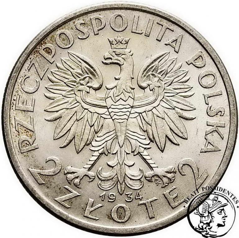 Polska II RP 2 złote 1934 Głowa kobiety st. 2+