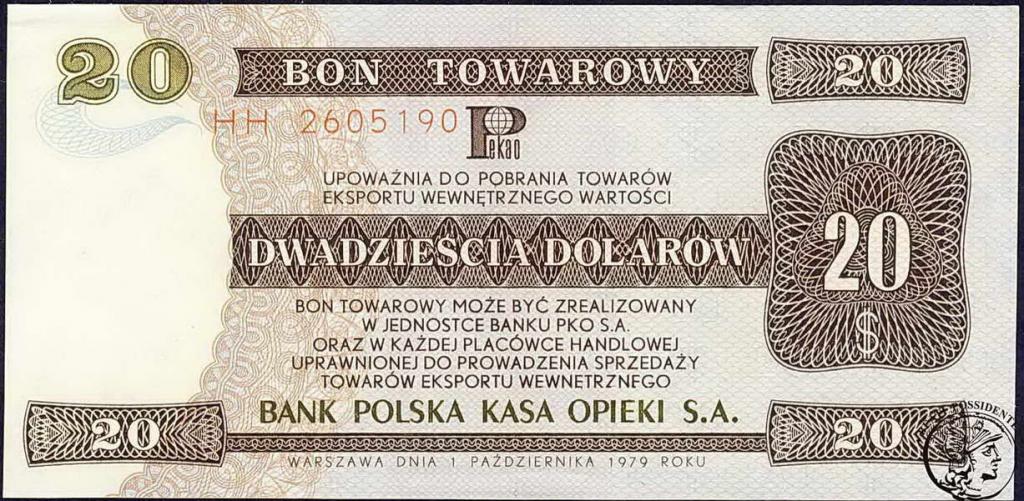 Polska 20 dolarów Pewex 1979 seria HH st. 2